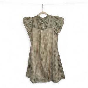 S’EDGE Light Green Silk Cotton Casual Party Flutter Sleeve Dress NWT- Size Small